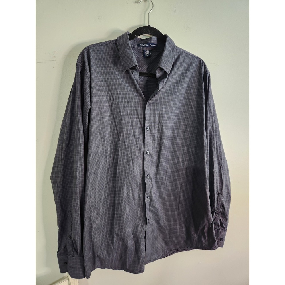 Devon & Jones, Savile Black‎ Patterned Dress Shirt, Classic Fit , Large
